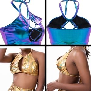 Metallic Rave/ festival Tops Bundle